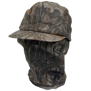Vintage Realtree Harwoods Camo Camouflage Hunting‎ Hat Mesh Face Cover USA